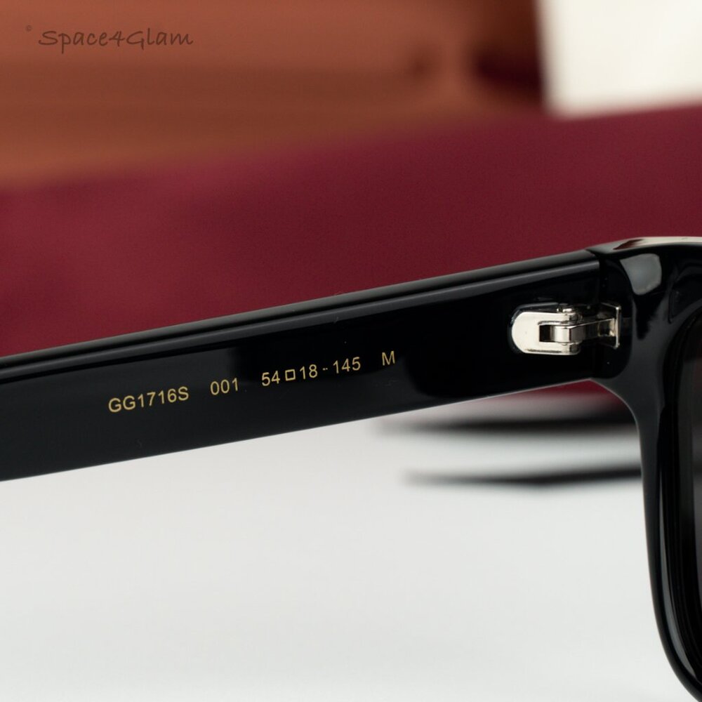 BRAND NEW Gucci GG1716S 001 Black Grey Square Unisex Sunglasses - Picture 6 of 10